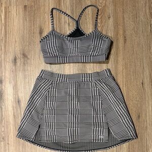 ALO Yoga Monochrome Plaid Skirt Set